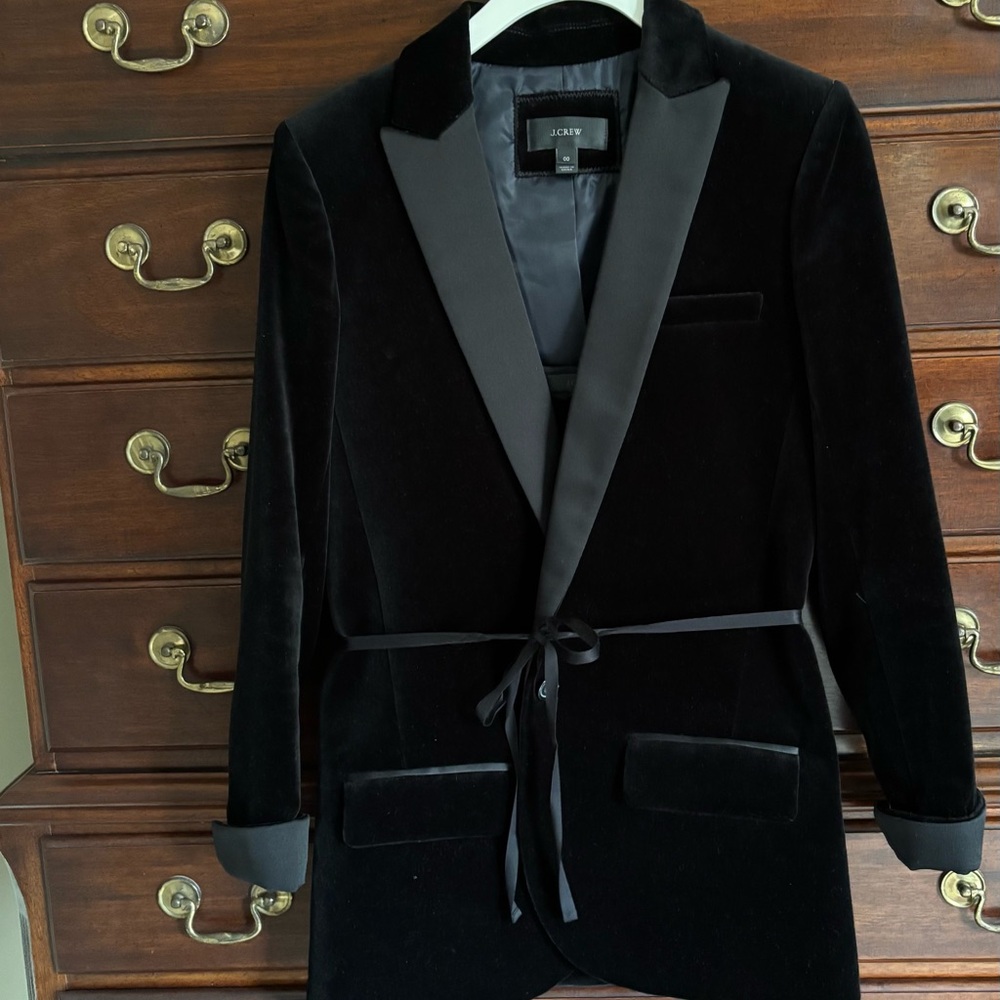 J. Crew Collection Black Velvet Blazer with Satin Lapels